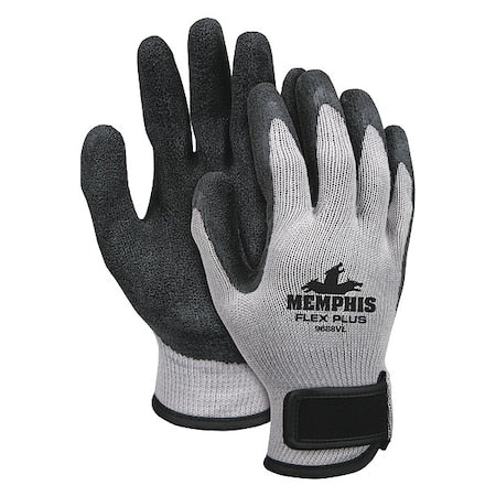 Coated Gloves, Latex, Textured, Palm, Not Tested Abrasion Level, Gray, XL (10) 1 PR