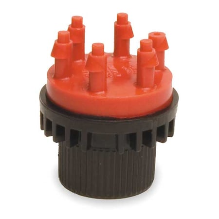 Six Outlet Emitter, Red/Black, Plastic