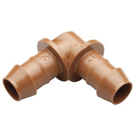 Elbow, 1/2 In. Tubing, Brown, Plastic, PK4
