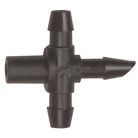 Tee, 1/4 In. Tubing, Black, Plastic, PK10