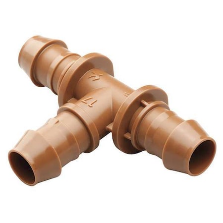 Tee, 1/2 In. Tubing, Brown, Plastic, PK4