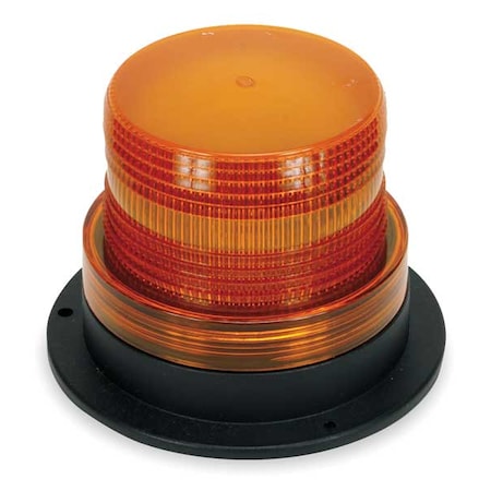 Warning Light, Amber, Strobe Tube, 12 to 80V DC, 72 FPM, 5 in Dia., Surface