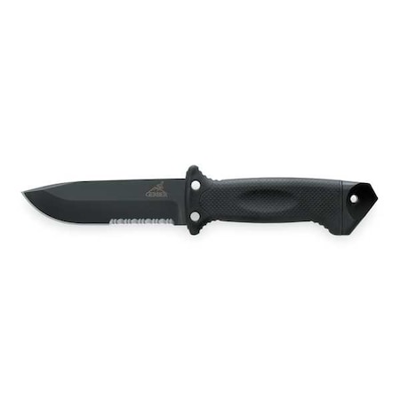 Fixed Blade Knife, Black SS, 4 7/8 In