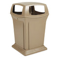 Ranger(R) 45 gal Square Outdoor Can, Beige, None, Plastic, 24 7/8 in
