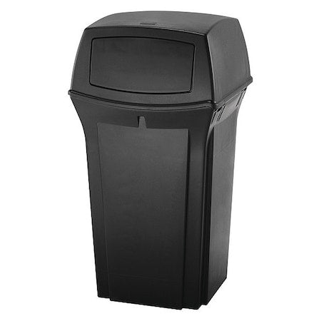 Ranger(R) 35 gal Square Outdoor Can, Black, None, Plastic, 21 1/2 in