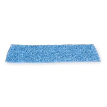 18 in L Flat Mop Pad, 0.75 oz Dry Wt, Hook-and-Loop Connection, Blue, Microfiber