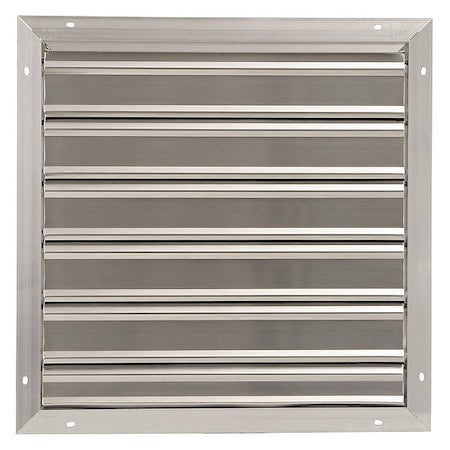 24 in 27"H-W 5.75"L Alu Wall Exhaust Shutter, 24-1/2 in x 24-1/2 in, Aluminum