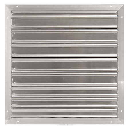 30 in 33"H-W 5.75"L Alu Wall Backdraft Dampr, 30-1/2 in x 30-1/2 in, Aluminum