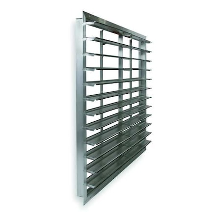 42 in 45"H-W 5.75"L Alu Wall Exhaust Shutter, 42-1/2 in x 42-1/2 in, Aluminum