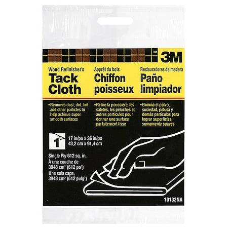 Tack Cloth, Single Ply, 17 in x 36 in, Polyester, White, Wood, 17 in Overall Width, PK48