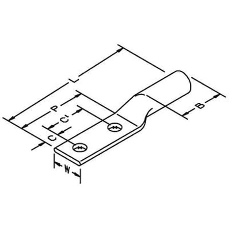 Two Hole Lug Connector,1000 kcmil,PK6