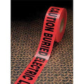 Barricade Tape, Caution Buried Electric Line Below, Red, 3 in Wide x 1, 000 ft Length, Polyethylene