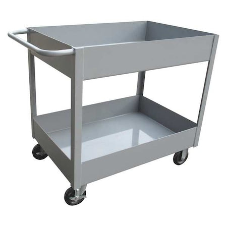 Utility Cart with Deep Lipped Metal Shelves, Steel, 1,200 lb Load Capacity, 2 Shelves, 36 in L