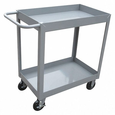 Utility Cart with Deep Lipped Metal Shelves, Steel, 1, 200 lb Load Capacity, 2 Shelves, 37 1/2 in L