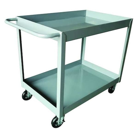 Utility Cart with Deep Lipped Metal Shelves, Steel, 1, 200 lb Load Capacity, 2 Shelves, 39 1/2 in L