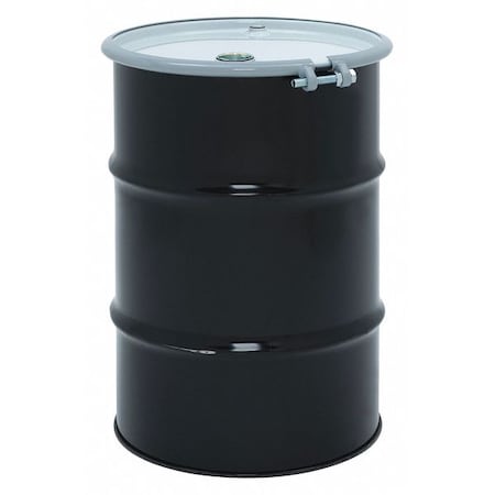 Open Head Transport Drum, Steel, 30 gal, Unlined, Black