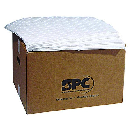Sorbent Pad, 19 gal, 15 in x 19 in, Oil, White, 100 PK
