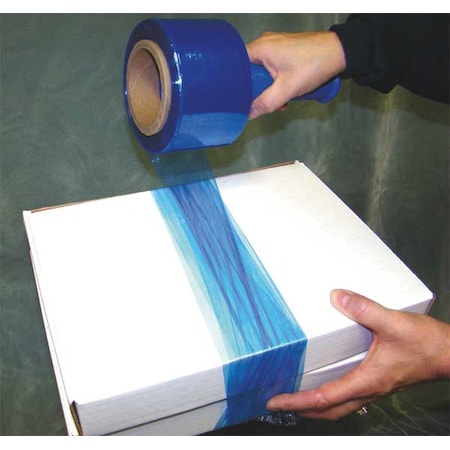 Stretch Wrap, 3" W x 1000 ft. L, 80 ga, Cast Style, Blue, Standard Duty