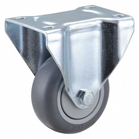 Rigid Plate Caster, TPR, 3 in., 210 lb.