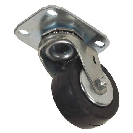 Swivel Plate Caster, Rubber, 3 in., 210 lb.