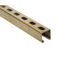 Single Channel Strut, Slotted, Steel, Zinc-Plated, 9/16 in x 1-1/8 in Hole Size, Gold