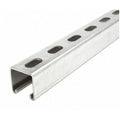 Single Channel Strut, Slotted, 304 Stainless Steel, Polished, 9/16 in x 1-1/8 in Hole Size, Silver