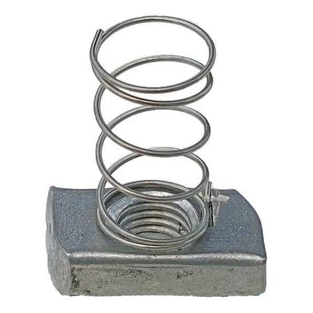 Channel Spring Nut, 3/8 In, Silver, PK25