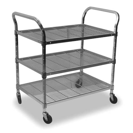 Wire Cart, 3 Shelf, 36x24x39, Chrome