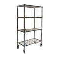 Wire Cart, 4 Shelf, 48x18x70, Chrome