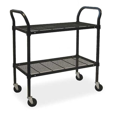 Wire Cart, 2 Shelf, 60x24x39, Black