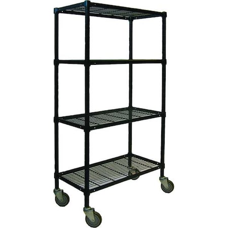 Wire Cart, 4 Shelf, 48x24x70, Black