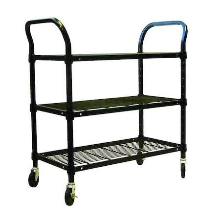 Wire Cart, 3 Shelf, 36x18x39, Black