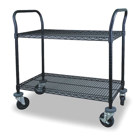 Wire Cart, 2 Shelf, 36x24x39, Black