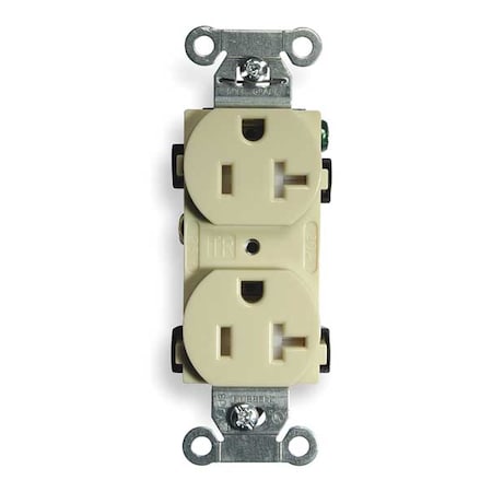 Straight Blade Receptacle, 5-20R, 20 A, 125V AC, 2 Pole, 3 Wire, Flush Mount, Grounded