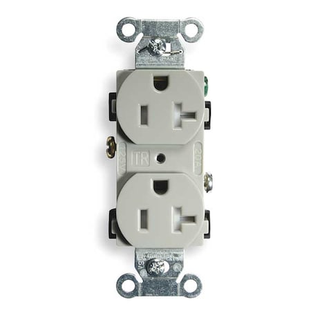 Straight Blade Receptacle, 5-20R, 20 A, 125V AC, 2 Pole, 3 Wire, Flush Mount, Grounded