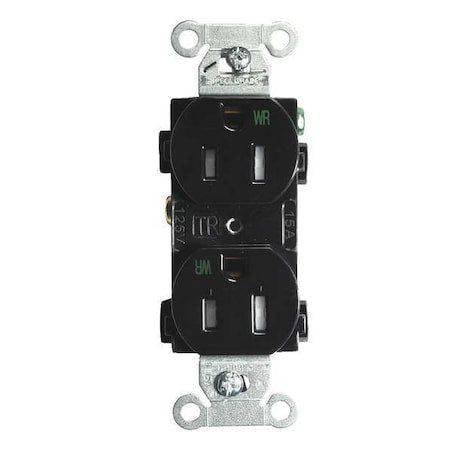 Straight Blade Receptacle, 5-15R, 15 A, 125V AC, 2 Pole, 3 Wire, Flush Mount, Grounded