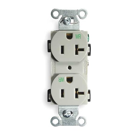 Straight Blade Receptacle, 5-20R, 20 A, 125V AC, 2 Pole, 3 Wire, Flush Mount, Grounded