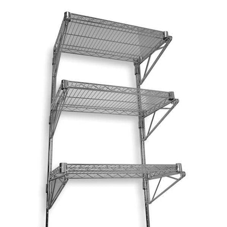 Steel Wire Wall Shelving, 14"D x 48"W x 54"H, Chrome