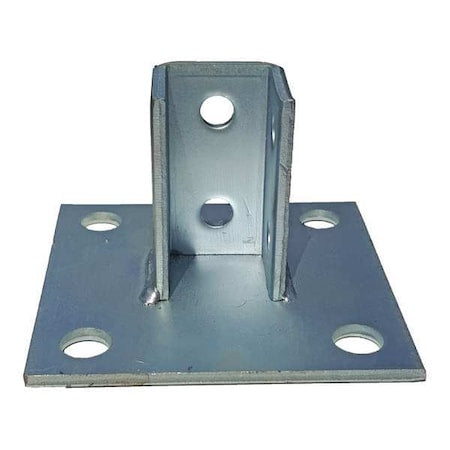 Channel Post Base, 6 in L, 6 in W, For Strut Channel 1-5/8" x 1-5/8", Electroplated Steel, 6 Holes
