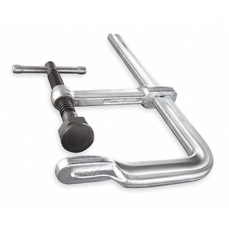 8 in Bar Clamp, Plastic, Steel Handle and 5 1/2 in Throat Depth
