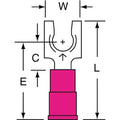 Fork Terminal, #10 Stud Size, 18 AWG, 600 V, Vinyl Insulated, Red, Crimp Termination Only, 1000 PK