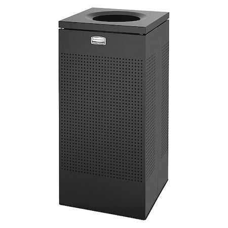 SILHOUETTE 16 gal Square Trash Can, Textured Black, None, Steel, 14 3/4 in