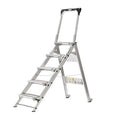 Folding Step, 5 Steps, 375 lb Load Capacity, 66 3/4 in Overall Height, Aluminum, Silver
