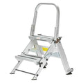 Utility Step Stool, 2 Steps, 375 lb Load Capacity, 34 in Overall Height, Aluminum, Silver