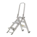 Folding Step, 3 Steps, 375 lb Load Capacity, 45 in Overall Height, Aluminum, Silver