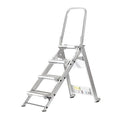 Folding Step, 4 Steps, 375 lb Load Capacity, 58 in Overall Height, Aluminum, Silver