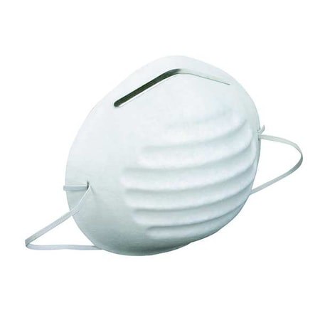 Disposable Nuisance Dust Mask, Molded, Metal Nose-Clip, Non-Adjustable, White, PK50