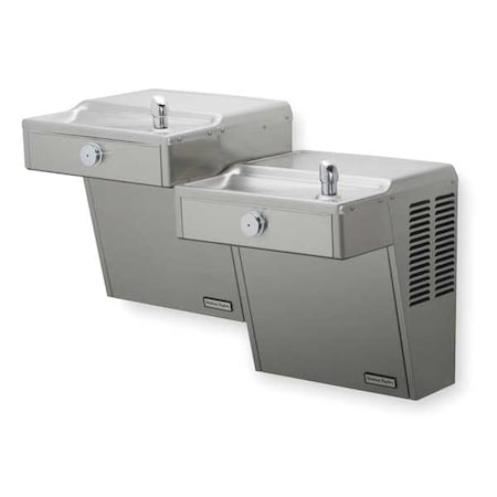 On-Wall Two-Level Drinking Fountain, 2 Level, 18 5/8 in D, 27 1/4 in H, 36 1/8 in W