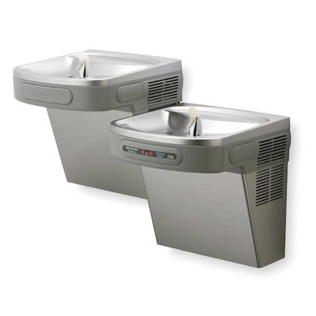 On-Wall Two-Level Drinking Fountain, 2 Level, 19 in D, 25 5/16 in H, 36 3/4 in W