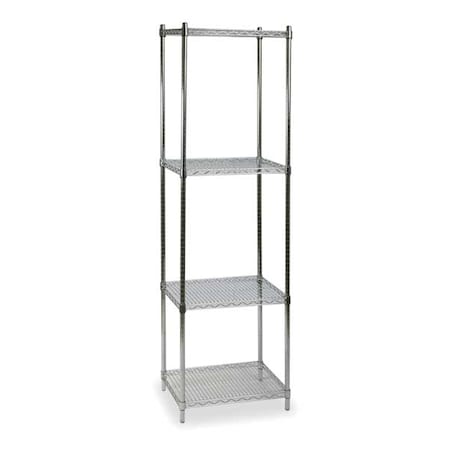 Wire Shelving Unit, 24"D x 24"W x 85"H, 4 Shelves, Chrome